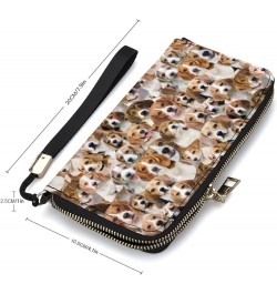 Beagle Print Cute Wallets with Wristlet Strap for Women Men, PU Leather Card Holder Clutch Bag Coin Purse, Beagle Dog Long Wa...