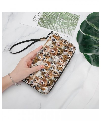 Beagle Print Cute Wallets with Wristlet Strap for Women Men, PU Leather Card Holder Clutch Bag Coin Purse, Beagle Dog Long Wa...