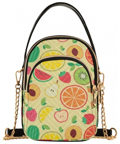 Fruits Watermelon Banana Multi Pockets Crossbody Bags for Women Zip Cell Phone Purse Wallet Bag with Detachable Shoulder Stra...