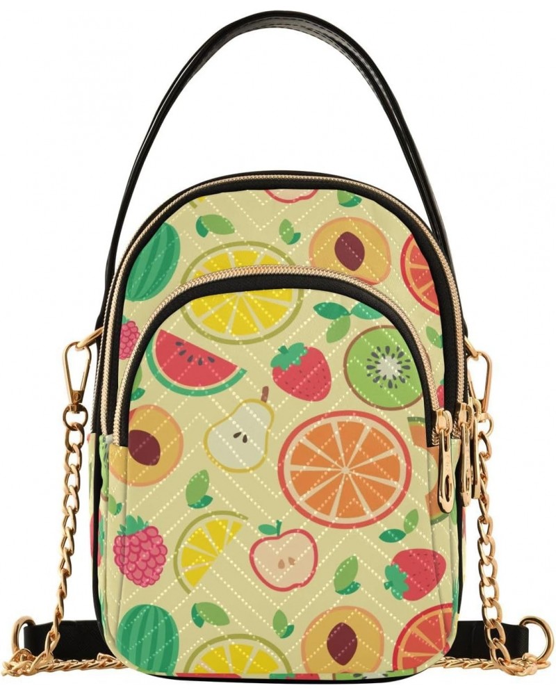 Fruits Watermelon Banana Multi Pockets Crossbody Bags for Women Zip Cell Phone Purse Wallet Bag with Detachable Shoulder Stra...