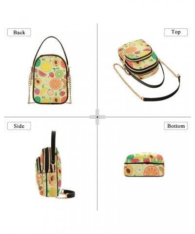 Fruits Watermelon Banana Multi Pockets Crossbody Bags for Women Zip Cell Phone Purse Wallet Bag with Detachable Shoulder Stra...