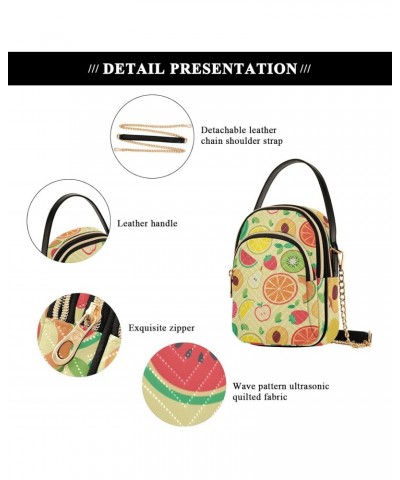 Fruits Watermelon Banana Multi Pockets Crossbody Bags for Women Zip Cell Phone Purse Wallet Bag with Detachable Shoulder Stra...