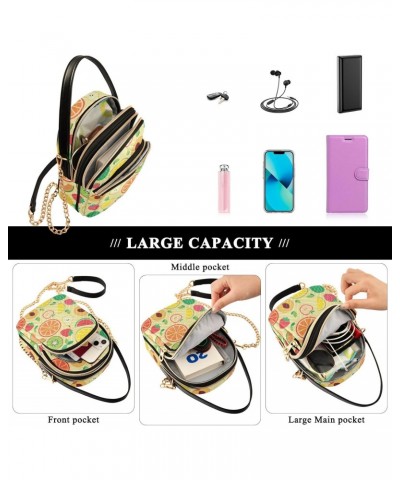 Fruits Watermelon Banana Multi Pockets Crossbody Bags for Women Zip Cell Phone Purse Wallet Bag with Detachable Shoulder Stra...