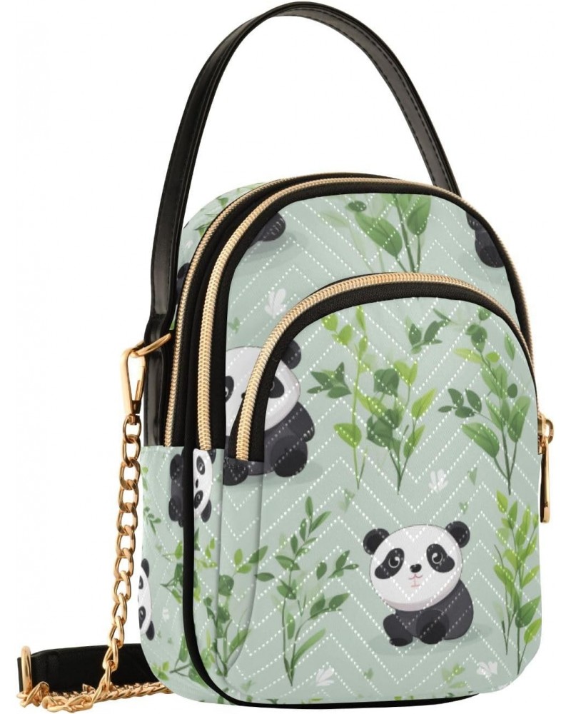 Crossbody Bag for Women, Pandas Plants Phone Purse Detachable Chain Bag Shoulder Handbag Wallet $10.32 Crossbody Bags