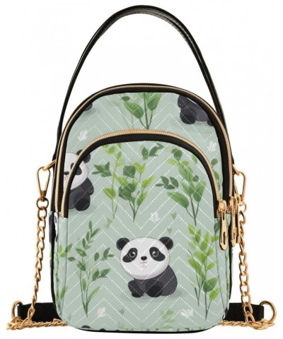 Crossbody Bag for Women, Pandas Plants Phone Purse Detachable Chain Bag Shoulder Handbag Wallet $10.32 Crossbody Bags