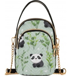 Crossbody Bag for Women, Pandas Plants Phone Purse Detachable Chain Bag Shoulder Handbag Wallet $10.32 Crossbody Bags