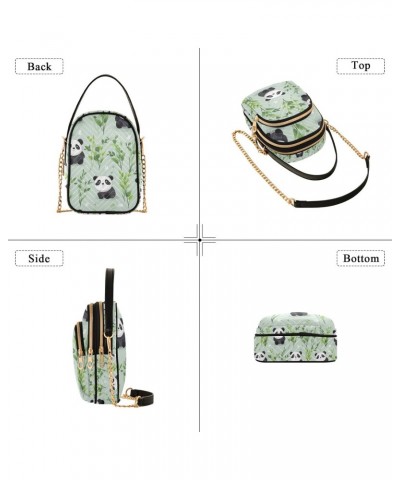 Crossbody Bag for Women, Pandas Plants Phone Purse Detachable Chain Bag Shoulder Handbag Wallet $10.32 Crossbody Bags