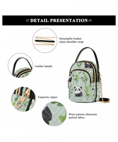 Crossbody Bag for Women, Pandas Plants Phone Purse Detachable Chain Bag Shoulder Handbag Wallet $10.32 Crossbody Bags