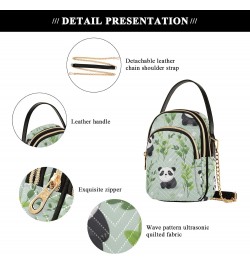 Crossbody Bag for Women, Pandas Plants Phone Purse Detachable Chain Bag Shoulder Handbag Wallet $10.32 Crossbody Bags