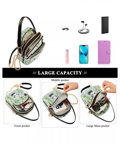 Crossbody Bag for Women, Pandas Plants Phone Purse Detachable Chain Bag Shoulder Handbag Wallet $10.32 Crossbody Bags