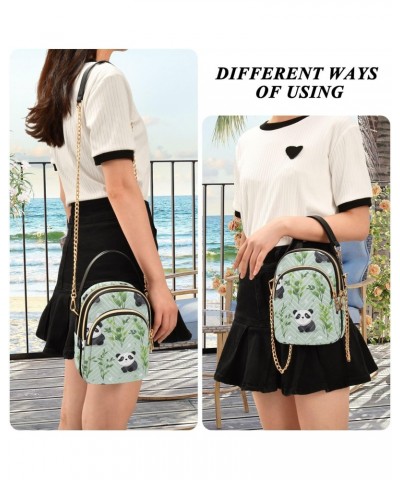 Crossbody Bag for Women, Pandas Plants Phone Purse Detachable Chain Bag Shoulder Handbag Wallet $10.32 Crossbody Bags