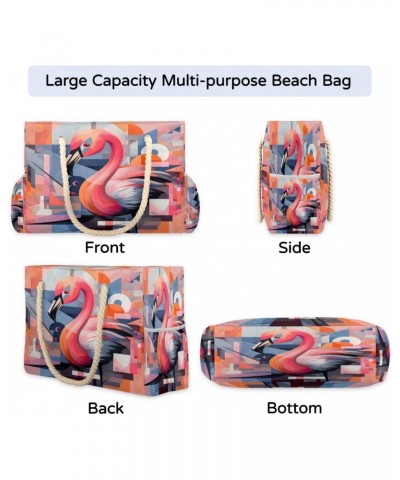 Pink Colored Swan Beach Bags for Women Large Tote Bag with Zipper and Pockets Waterproof Sandproof Accessories Swim Pool Bag ...