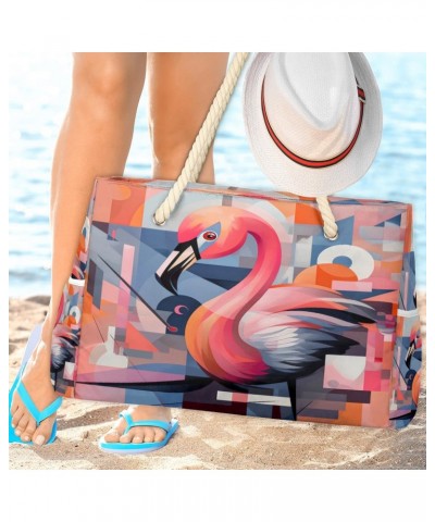 Pink Colored Swan Beach Bags for Women Large Tote Bag with Zipper and Pockets Waterproof Sandproof Accessories Swim Pool Bag ...