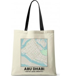 Abu Dhabi, United Arab Emirates, City Map Natural Cotton Tote Shopper Bag Vintage With Black Handles $15.78 Totes