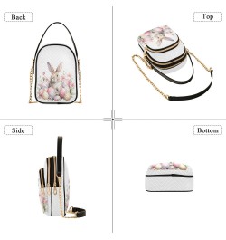 Pink Flower Easter Bunny Women's Crossbody Handbags with Zipper, Casual Leather Cell Phone Purse Crossbody Bags for Ladies $1...