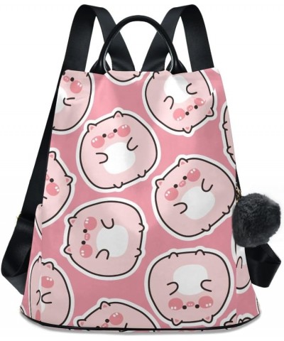 Backpack Purse for Women Fashion Travel Anti-theft Cute Fat Pig on Pink Daypack Casual Shoulder Bag Medium Size $17.95 Backpacks