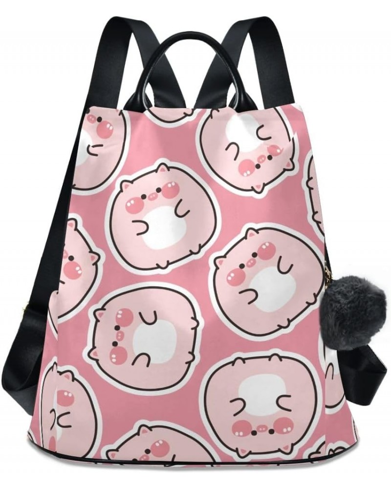 Backpack Purse for Women Fashion Travel Anti-theft Cute Fat Pig on Pink Daypack Casual Shoulder Bag Medium Size $17.95 Backpacks