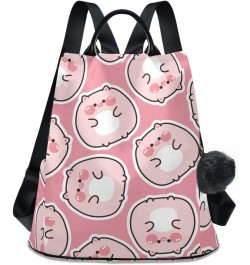 Backpack Purse for Women Fashion Travel Anti-theft Cute Fat Pig on Pink Daypack Casual Shoulder Bag Medium Size $17.95 Backpacks