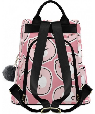 Backpack Purse for Women Fashion Travel Anti-theft Cute Fat Pig on Pink Daypack Casual Shoulder Bag Medium Size $17.95 Backpacks