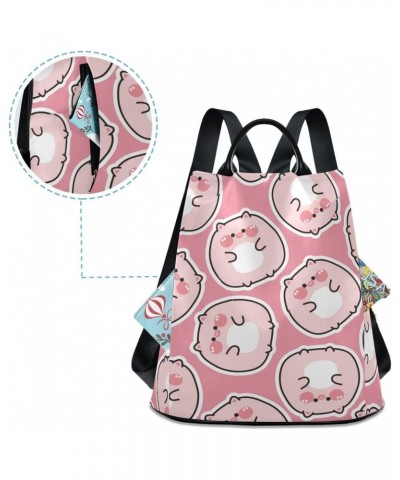 Backpack Purse for Women Fashion Travel Anti-theft Cute Fat Pig on Pink Daypack Casual Shoulder Bag Medium Size $17.95 Backpacks