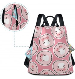 Backpack Purse for Women Fashion Travel Anti-theft Cute Fat Pig on Pink Daypack Casual Shoulder Bag Medium Size $17.95 Backpacks