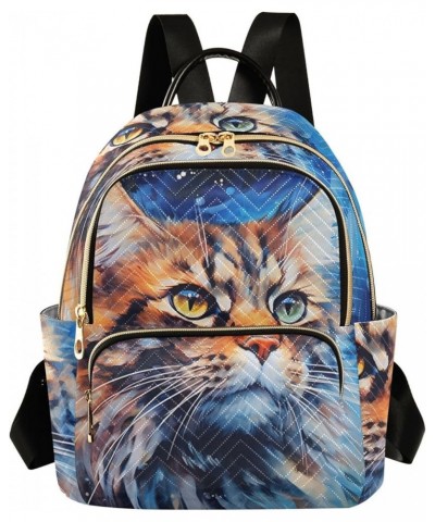 Small Fashion Backpack for Women Long Hair Cat Print Ladies Travel Daypack Aesthetic Shoulder Bag 10.2×5.1×12.5 IN $16.95 Bac...