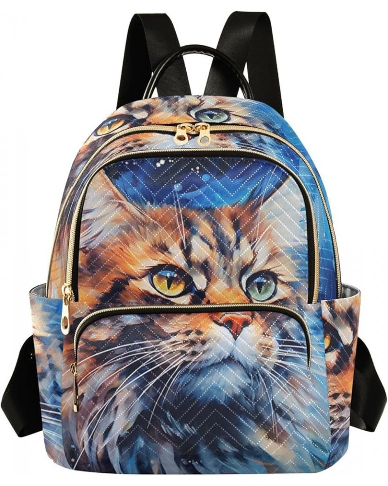 Small Fashion Backpack for Women Long Hair Cat Print Ladies Travel Daypack Aesthetic Shoulder Bag 10.2×5.1×12.5 IN $16.95 Bac...