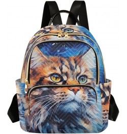 Small Fashion Backpack for Women Long Hair Cat Print Ladies Travel Daypack Aesthetic Shoulder Bag 10.2×5.1×12.5 IN $16.95 Bac...