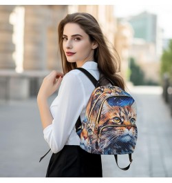 Small Fashion Backpack for Women Long Hair Cat Print Ladies Travel Daypack Aesthetic Shoulder Bag 10.2×5.1×12.5 IN $16.95 Bac...