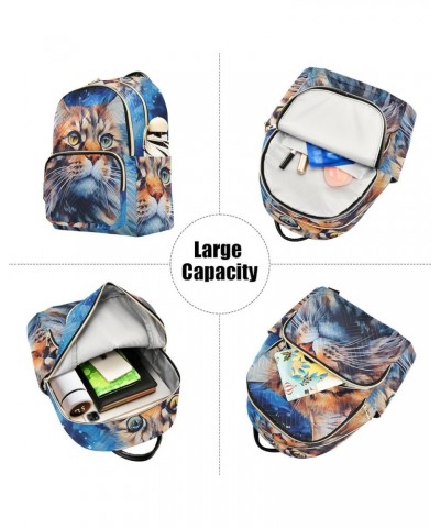 Small Fashion Backpack for Women Long Hair Cat Print Ladies Travel Daypack Aesthetic Shoulder Bag 10.2×5.1×12.5 IN $16.95 Bac...