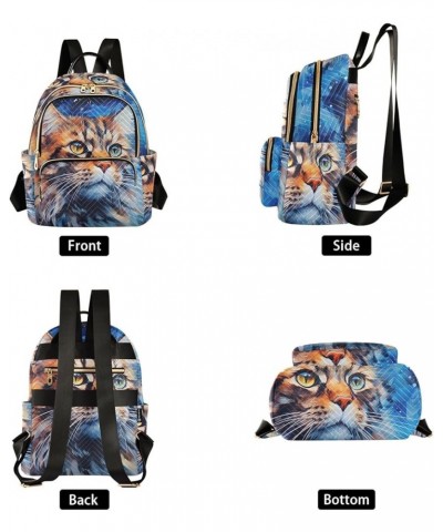 Small Fashion Backpack for Women Long Hair Cat Print Ladies Travel Daypack Aesthetic Shoulder Bag 10.2×5.1×12.5 IN $16.95 Bac...