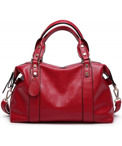 Women's bag trendy all-match fashion Boston bag women's portable shoulder crossbody pillow bag Red $27.86 Totes