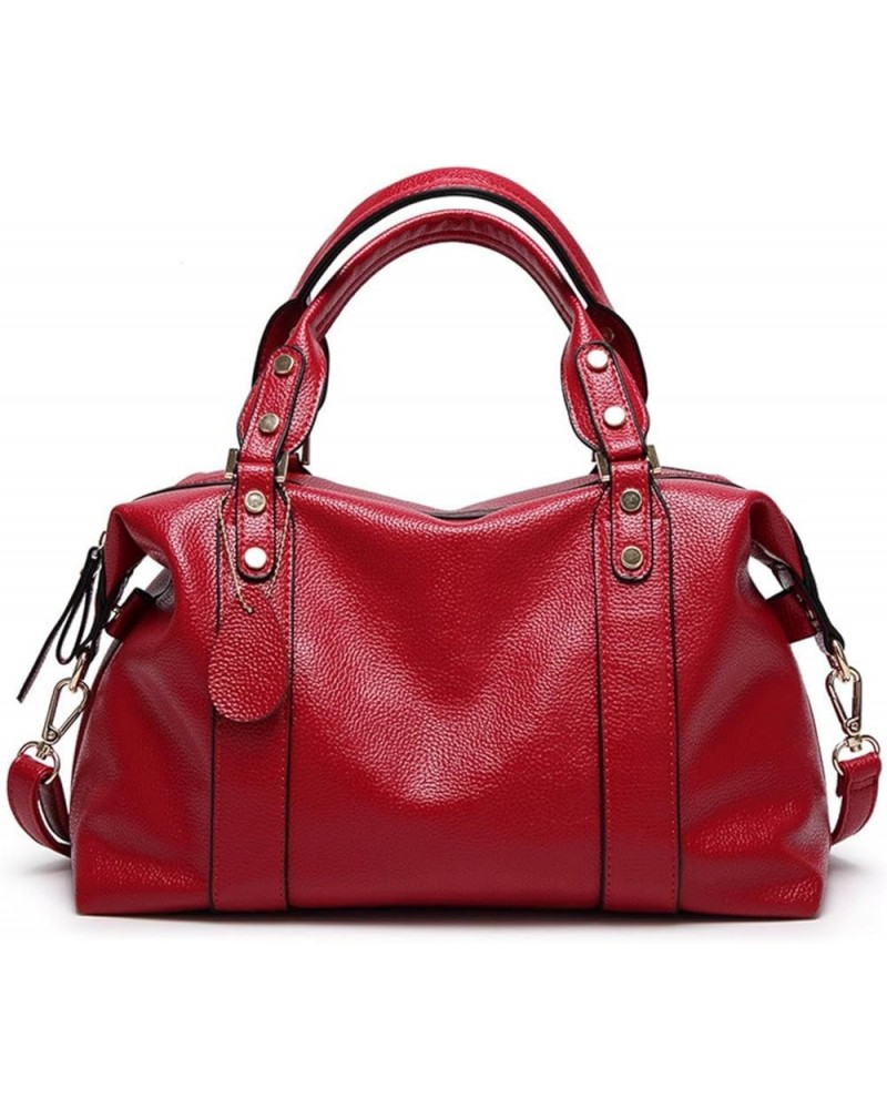 Women's bag trendy all-match fashion Boston bag women's portable shoulder crossbody pillow bag Red $27.86 Totes