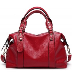 Women's bag trendy all-match fashion Boston bag women's portable shoulder crossbody pillow bag Red $27.86 Totes