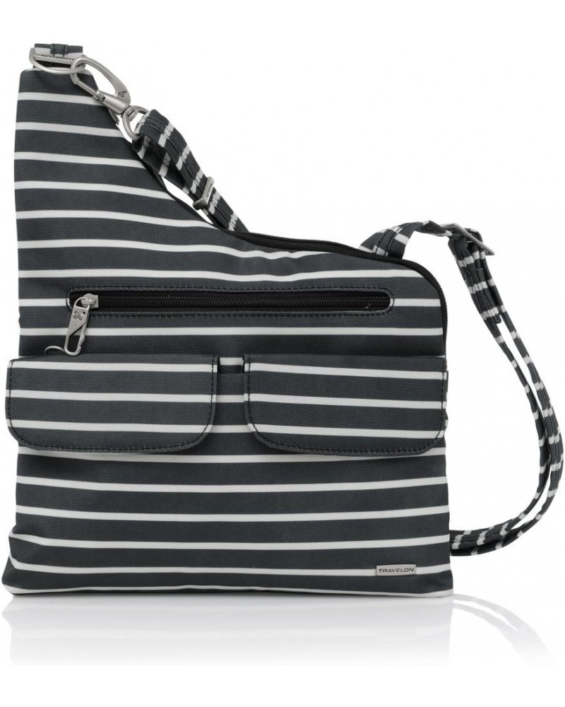 Anti-Theft Classic Cross-Body Bag, Blossom Floral Black W/White Stripe - Exclusive Color $29.80 Crossbody Bags