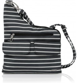 Anti-Theft Classic Cross-Body Bag, Blossom Floral Black W/White Stripe - Exclusive Color $29.80 Crossbody Bags