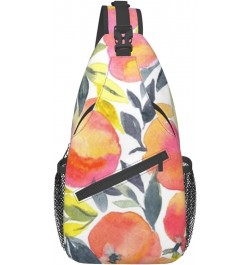 Stylish Fruit Bright Watercolor Peach Cross Chest Bag Diagonally Unisex Crossbody Backpack Travel Backpack, Lightweight Casua...