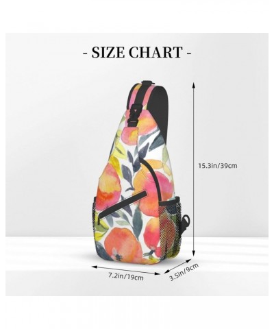 Stylish Fruit Bright Watercolor Peach Cross Chest Bag Diagonally Unisex Crossbody Backpack Travel Backpack, Lightweight Casua...