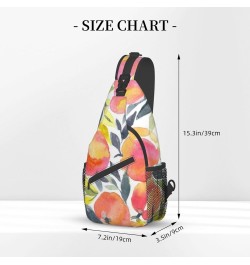 Stylish Fruit Bright Watercolor Peach Cross Chest Bag Diagonally Unisex Crossbody Backpack Travel Backpack, Lightweight Casua...