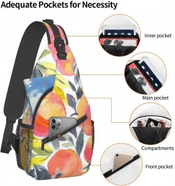 Stylish Fruit Bright Watercolor Peach Cross Chest Bag Diagonally Unisex Crossbody Backpack Travel Backpack, Lightweight Casua...