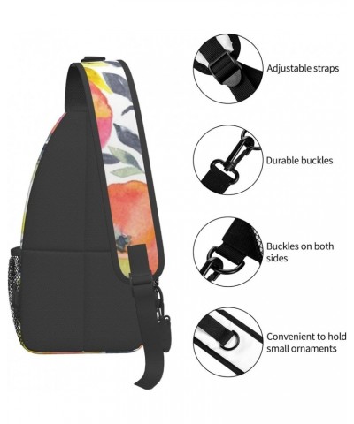 Stylish Fruit Bright Watercolor Peach Cross Chest Bag Diagonally Unisex Crossbody Backpack Travel Backpack, Lightweight Casua...