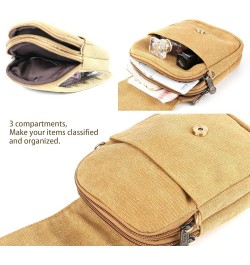 Embroidery Canvas Crossbody Bag Cell phone Pouch Coin Purse for Women A001 - Size Basic - Camel Yellow $10.04 Crossbody Bags