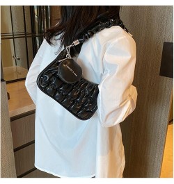 Women Small Wrinkled Dumpling Handbag Soft PU Lether Ruched Shoulder Bag Hobo Bag Satchel Bag Purse (Purple) Black $17.85 Totes