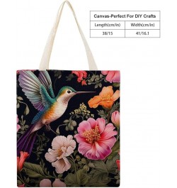 Hummingbird And Flower Canvas Tote Flying Bird Flower Makeup Bags Bulk Shopping Bag for Shopping Totebag-8 $10.80 Totes