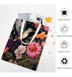 Hummingbird And Flower Canvas Tote Flying Bird Flower Makeup Bags Bulk Shopping Bag for Shopping Totebag-8 $10.80 Totes