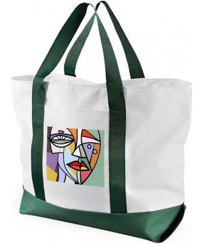 Picasso Style Cruiser Tote Bag - Cubism Shopping Bag - Art Print Tote Bag White Navy $28.41 Totes