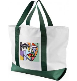 Picasso Style Cruiser Tote Bag - Cubism Shopping Bag - Art Print Tote Bag White Navy $28.41 Totes