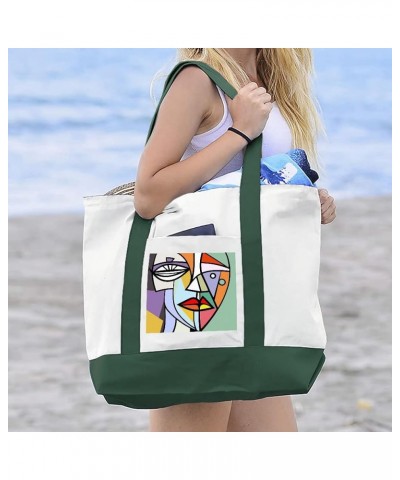 Picasso Style Cruiser Tote Bag - Cubism Shopping Bag - Art Print Tote Bag White Navy $28.41 Totes