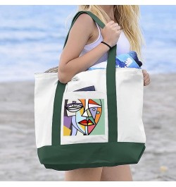 Picasso Style Cruiser Tote Bag - Cubism Shopping Bag - Art Print Tote Bag White Navy $28.41 Totes