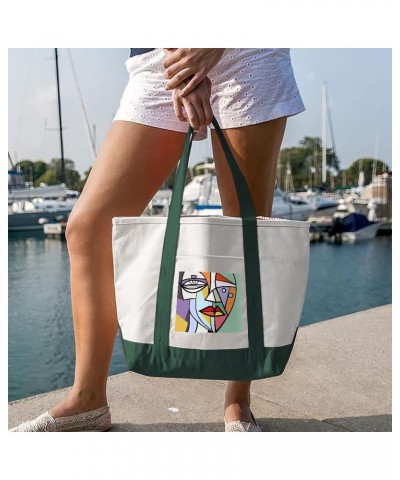 Picasso Style Cruiser Tote Bag - Cubism Shopping Bag - Art Print Tote Bag White Navy $28.41 Totes